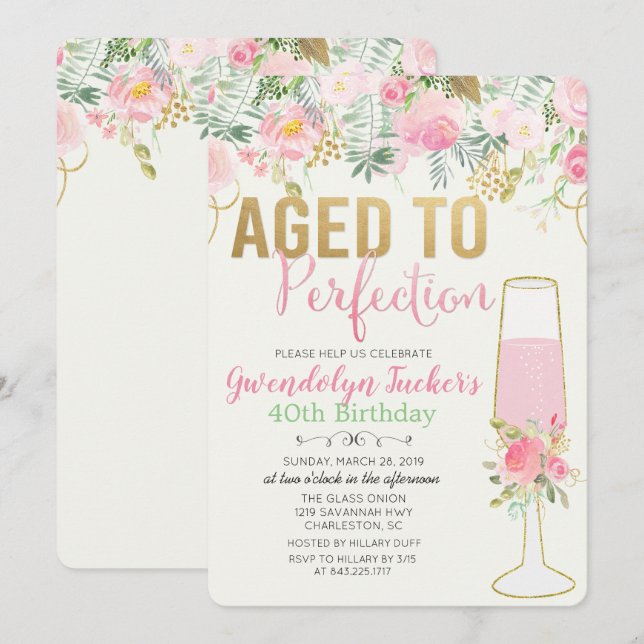 ANY AGE - Aged to Perfection Birthday Invitation (Front/Back)