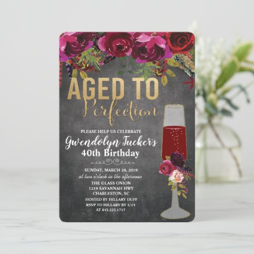 Any Age Aged To Perfection Birthday Invitation Zazzle