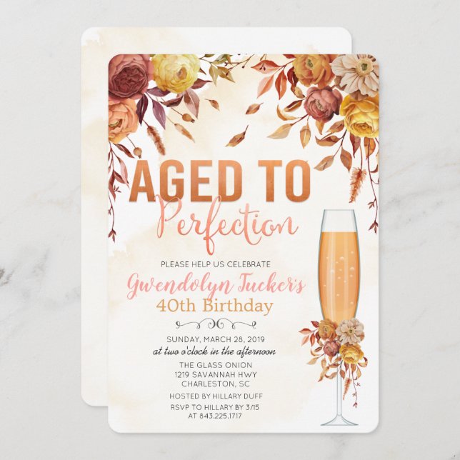 ANY AGE - Aged to Perfection Birthday Invitation (Front/Back)