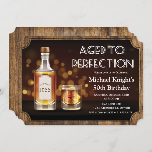 ANY AGE _ Aged to Perfection Whiskey Birthday Invitation