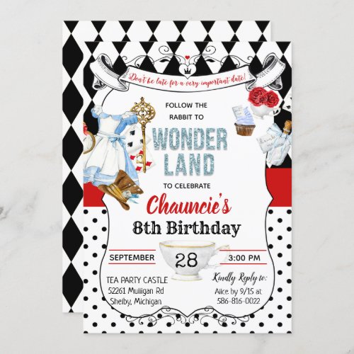 ANY AGE _ Alice in Wonderland Birthday Invitation