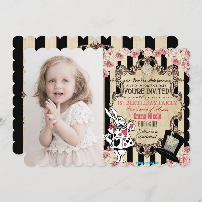 ANY AGE - Alice in Wonderland Birthday Invitation (Front/Back)