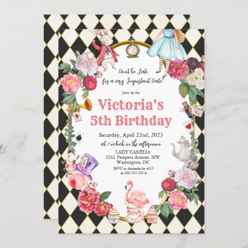 ANY AGE _ Alice in Wonderland Birthday  Invitation