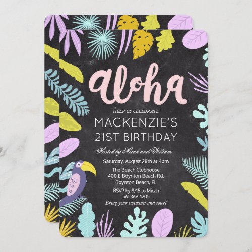 ANY AGE _ Aloha Tropical Palm Birthday Invitation