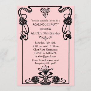 Any Age,Art Deco Gatsby Style Birthday Party Invit Invitation