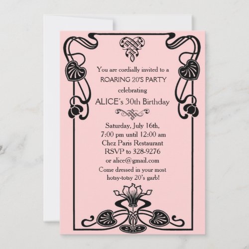 Any AgeArt Deco Gatsby Style Birthday Party Invit Invitation