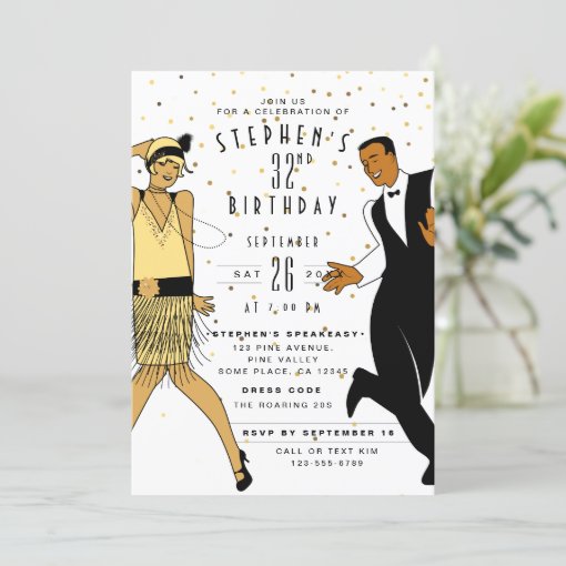 ANY AGE Art Deco/Great Gatsby/1920s Birthday Party Invitation | Zazzle