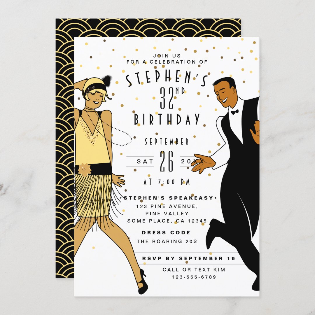 ANY AGE Art Deco/Great Gatsby/1920s Birthday Party Invitation | Zazzle