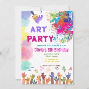 ANY AGE Art Party Paint Party Birthday Invitation