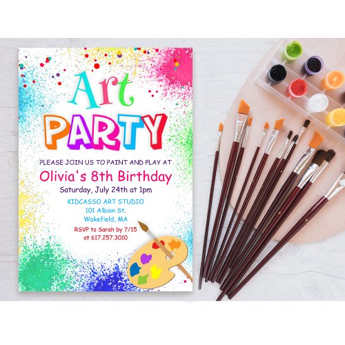 ANY AGE Art Party Paint Party Birthday Invitation