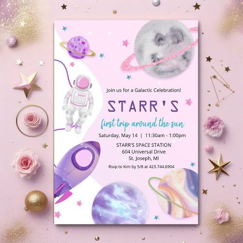 ANY AGE _ Astronaut Girl Birthday Invitation