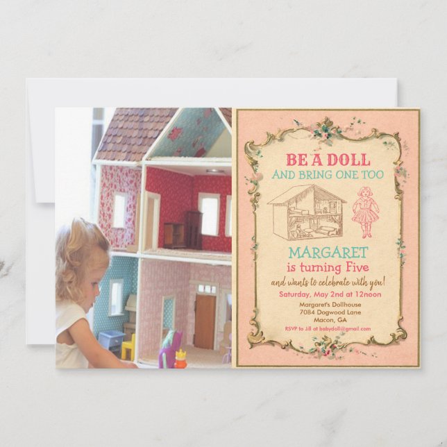 ANY AGE - Baby Doll Party Birthday Invitation (Front)