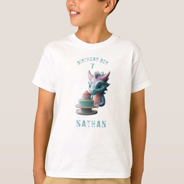 *~* Any Age - Baby Dragon AP88 Birthday Party Boy T-Shirt (Front)