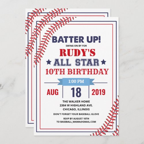ANY AGE _ Baseball Birthday Invitation