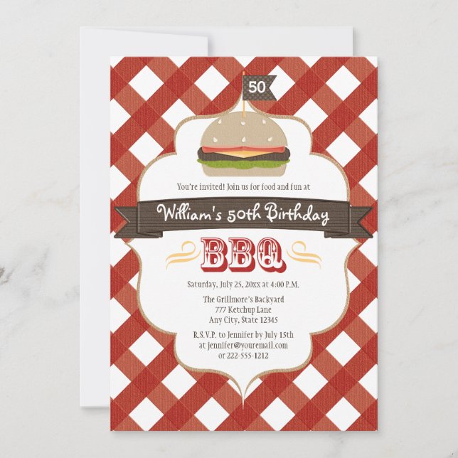 ANY AGE BBQ BIRTHDAY PARTY INVITATION (Front)