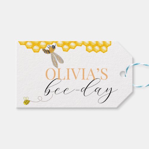 Any age bee theme birthday  gift tags