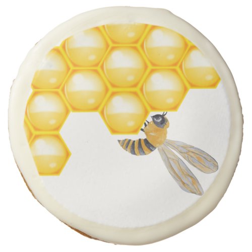 Any age bee theme birthday sugar cookie