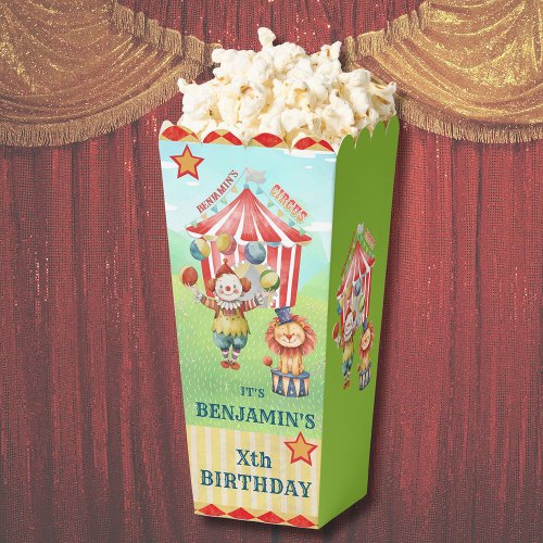 Any Age Big Top Circus Carnival Birthday Popcorn Favor Boxes
