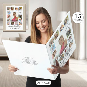 Any Age Birthday 15 Photo Custom Personalized Card