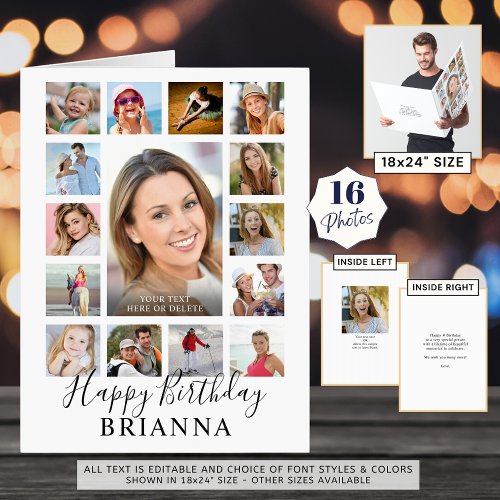 Any Age Birthday 16 Photo Custom Personalized