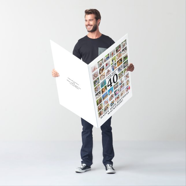 Any Age Birthday 45 Photo Collage Custom Card (In Situ)