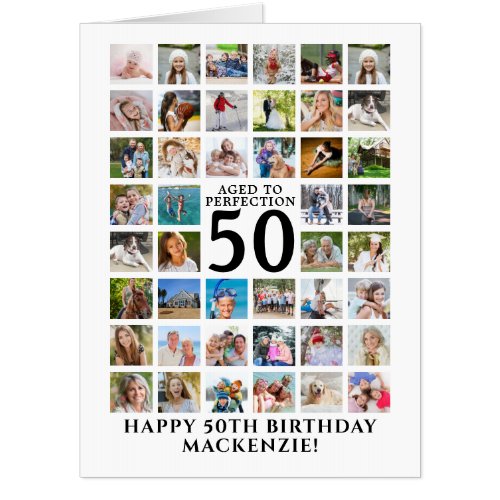 Any Age Birthday 45 Photo Collage Custom Card