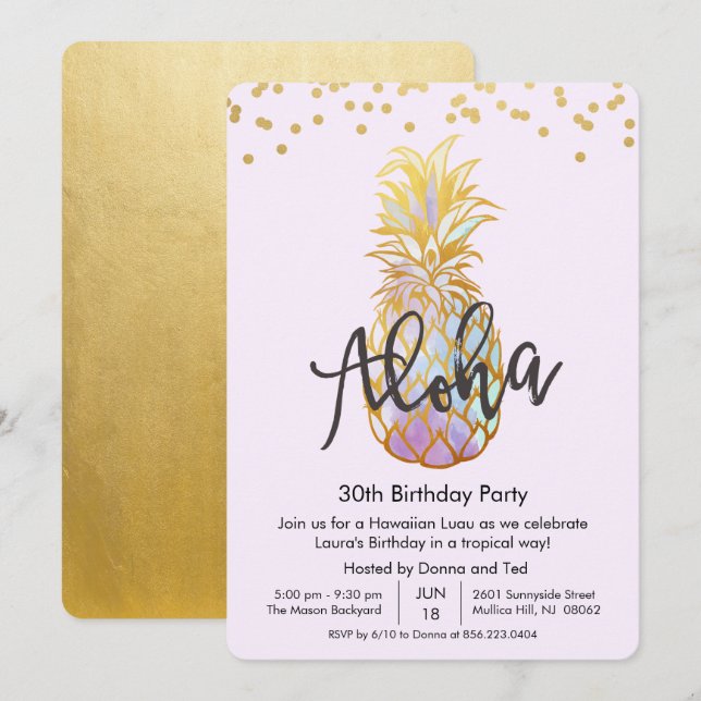 ANY AGE - Birthday Aloha Luau Party Invitation (Front/Back)