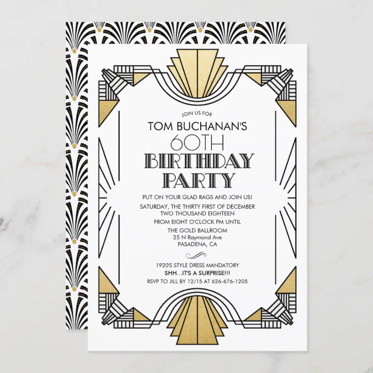 ANY AGE - Birthday Art Deco 1920s Invitation | Zazzle