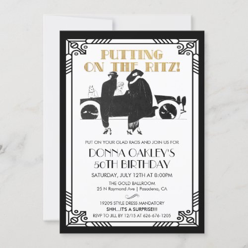 ANY AGE _  Birthday Art Deco Gatsby invitation