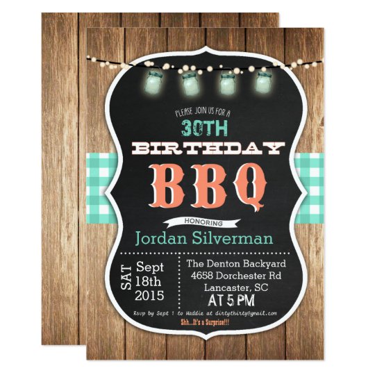 ANY AGE Birthday BBQ Barbecue Chalk Invitation