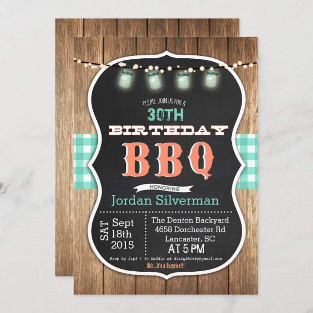 ANY AGE - Birthday BBQ Barbecue Chalk Invitation (Front/Back)
