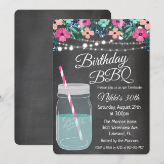 ANY AGE - Birthday BBQ Mason Jar Invitation