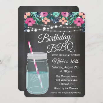 Any Age - Birthday Bbq Mason Jar Invitation by PaperandPomp at Zazzle