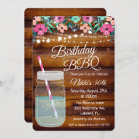 ANY AGE - Birthday BBQ Mason Jar Invitation