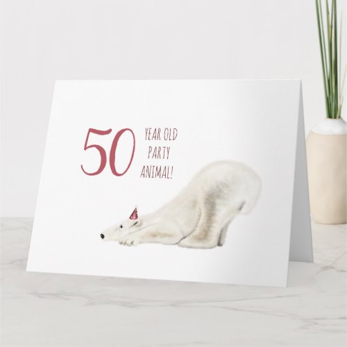 Any Age Birthday Card _ Polar Bear Party Animal