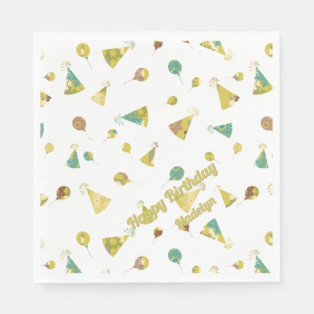 Any Age Birthday Celebration Silhouette Pattern Napkins (Front)