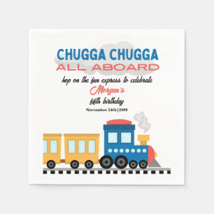 Any Age Birthday Colorful Cartoon Train Napkins