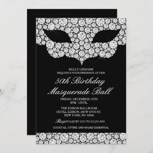 ANY AGE _ Birthday Diamond Mask Invitation