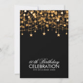 Any Age Birthday Gold String Lights & Stars Invitation (Back)