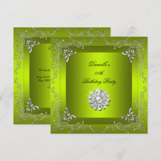 Any Age Birthday Party Chartreuse Yellow Green Invitation