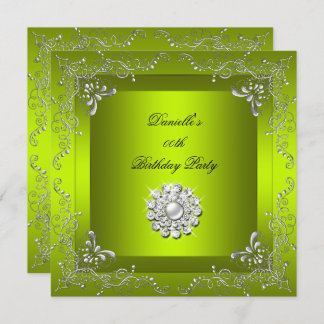 Any Age Birthday Party Chartreuse Yellow Green Invitation