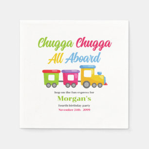 Any Age Birthday Party Chugga Choo Colorful Train Napkins