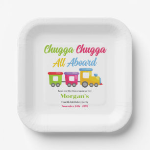 Any Age Birthday Party Chugga Choo Colorful Train Paper Plates