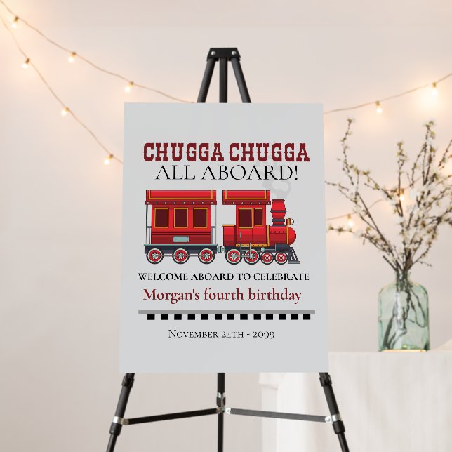 Any Age Birthday Party Cute Red Western Train Foam Board (In Situ (Stand))