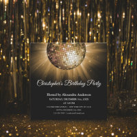 Any Age Birthday Party Gold Sparkle Disco Ball