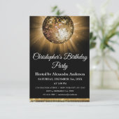 Any Age Birthday Party Gold Sparkle Disco Ball Invitation (Standing Front)