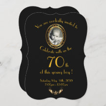 Any age, Birthday Party Invitation Man,photo,black