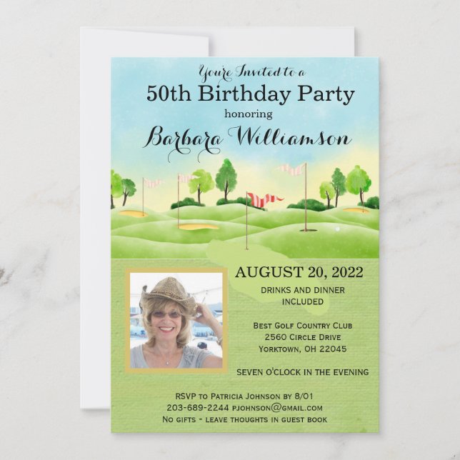 Any Age Birthday Party Photo Golf Party  Invitation (Front)