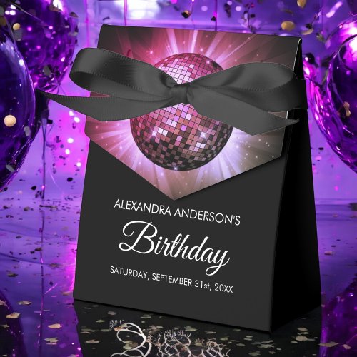 Any Age Birthday Party Pink Purple Disco Ball Favor Boxes