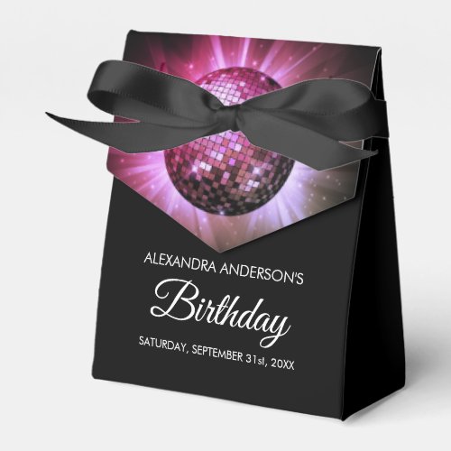 Any Age Birthday Party Pink Purple Disco Ball Favor Boxes